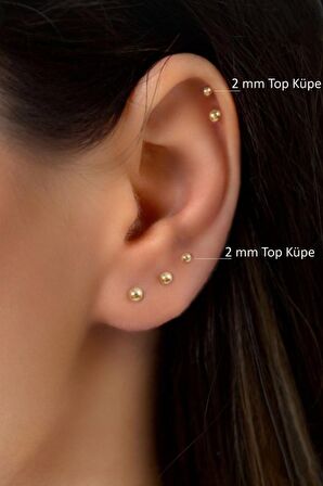 Gold Top Küpe 2 mm