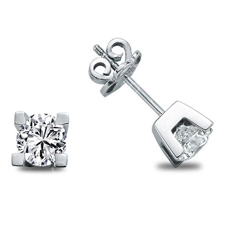 0.40 Ct Takoz Tırnak Tektaş Pırlanta Küpe TKPE22