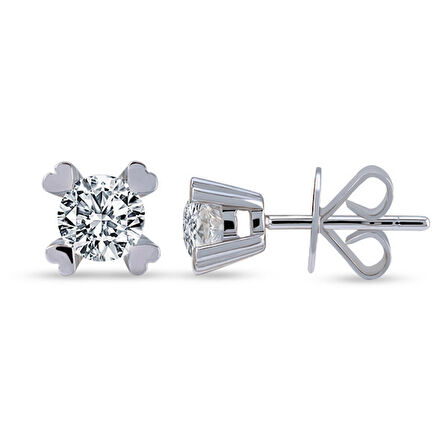 0.30 Ct Tektaş Pırlanta Kalp Tırnak Küpe TKPE6