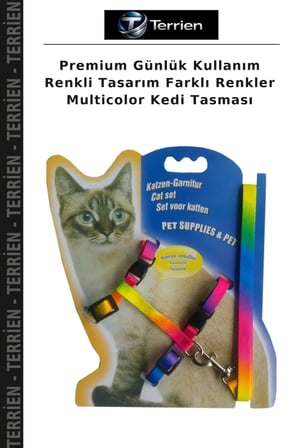 Premium Günlük Kullanım Renkli Tasarım Farklı Renkler Multicolor Kedi Tasması