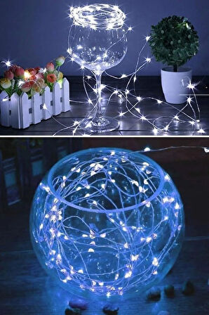 Pilli 5 metre Dekoratif Peri Led Beyaz Aydınlatma Süsleme Lambası