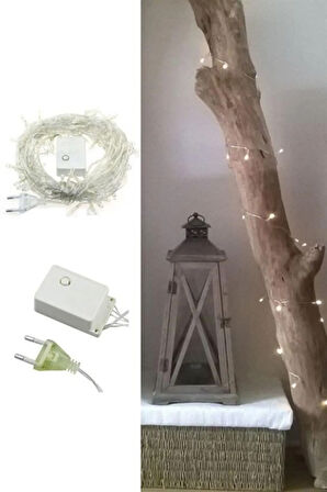 100 Ledli 8 Fonksiyonlu 10 Metre Led Aydınlatma Dekor Lambası (beyaz)