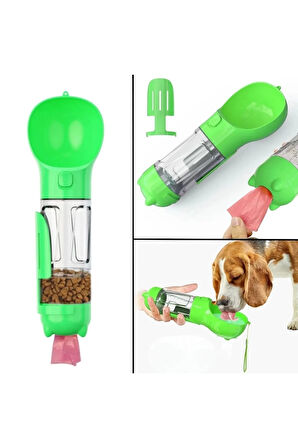 Taşınabilir Hazneli Mama Kaplı ,kaka Poşetli Kedi,köpek Suluğu-300ml
