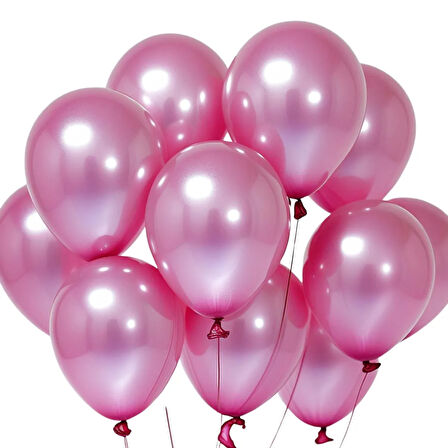 20 Adet 12 İnç 30 Cm Metalik Fuşya Balon Doğum Günü Süsleme