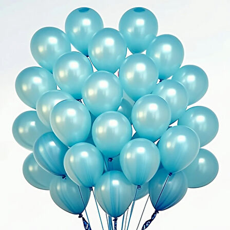 20 Adet 12 İnç 30 Cm Metalik Açık Mavi Balon Doğum Günü Süsleme