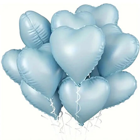 5 Adet 18 inç 45 Cm Retro Kalp Folyo Balon Mavi