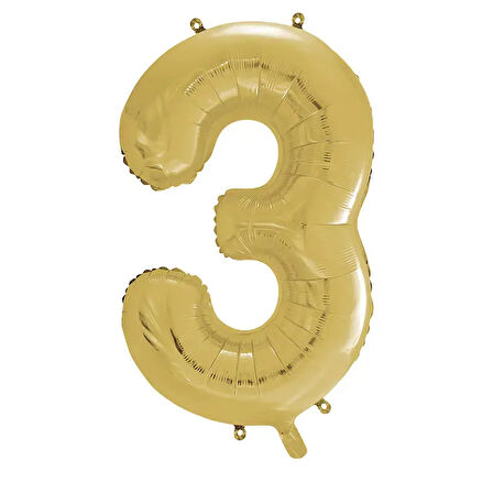 1 Adet 34 İnç 85 Cm Gold Folyo Balon Helyum Balon 3 Yaş Balonu 3 Rakam Balon