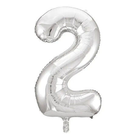 1 Adet 34 İnç 85 Cm Gümüş Folyo Balon Helyum Balon 2 Yaş Balonu 2 Rakam Balon