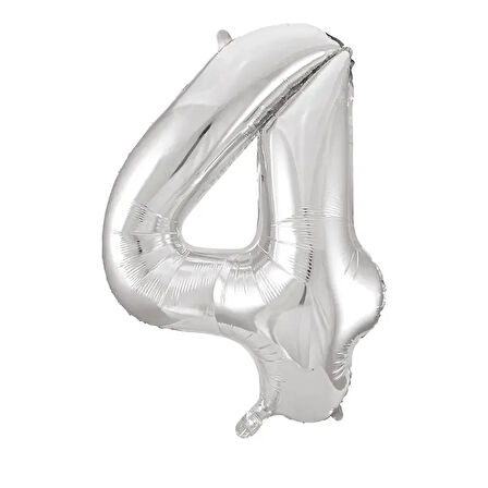 1 Adet 34 İnç 85 Cm Gümüş Folyo Balon Helyum Balon 4 Yaş Balonu 4 Rakam Balon