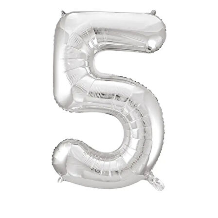 1 Adet 34 İnç 85 Cm Gümüş Folyo Balon Helyum Balon 5 Yaş Balonu 5 Rakam Balon