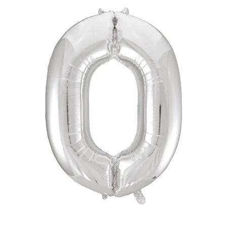 1 Adet 34 İnç 76 Cm Gümüş Folyo Balon Helyum Balon 0 Yaş Balonu 0 Rakam Balon