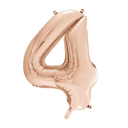 1 Adet 34 İnç 76 Cm Rose Gold Folyo Balon Helyum Balon 4 Yaş Balonu 4 Rakam Balon