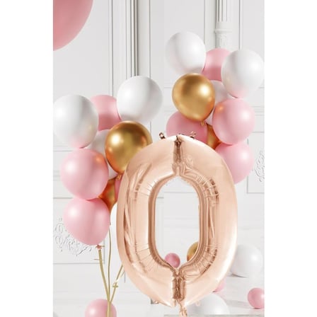 0 Yaş Retro Gold Pembe Beyaz Balon Seti Rose Gold Rakamlı Doğum Günü Balonu Şık Parti Süsleme