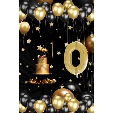 0 Yaş Gold Siyah Balon Seti Gold Rakamlı Doğum Günü Balonu Şık Parti Süsleme