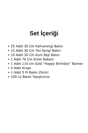 Kahverengi Kum Beji Ten Rengi Balonlar Gold Happy Birthday Banner Krem Rakam Doğum Günü Seti