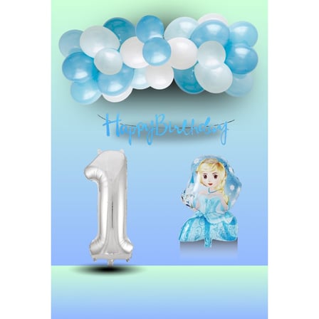 5 Yaş Tedaks Frozen Tema Prenses Folyo Balon Mavi Beyaz Balon Gümüş Rakam Mavi Banner Doğum Günü Seti