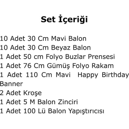 7 Yaş Tedaks Frozen Tema Prenses Folyo Balon Mavi Beyaz Balon Gümüş Rakam Mavi Banner Doğum Günü Seti