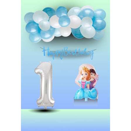 1 Yaş Tedaks Frozen Tema Ikili Prenses Folyo Balon Mavi Beyaz Balon Gümüş Rakam Mavi Banner Doğum Günü Seti