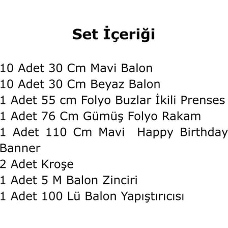 0 Yaş Tedaks Frozen Tema Ikili Prenses Folyo Balon Mavi Beyaz Balon Gümüş Rakam Mavi Banner Doğum Günü Seti
