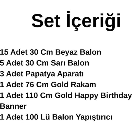 1 Yaş Papatya Temalı Beyaz Sarı Papatya Balon Gold Rakam Gold Banner Doğum Günü Seti