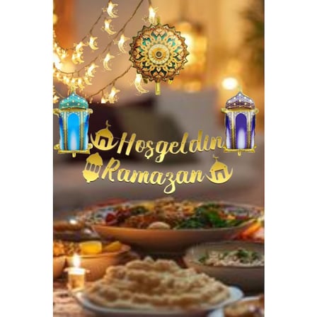 3 Yıldız Hilal Ledli Hoş Geldin Ramazan Süslemesi