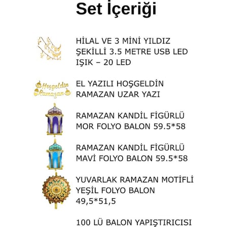 3 Yıldız Hilal Ledli Hoş Geldin Ramazan Süslemesi