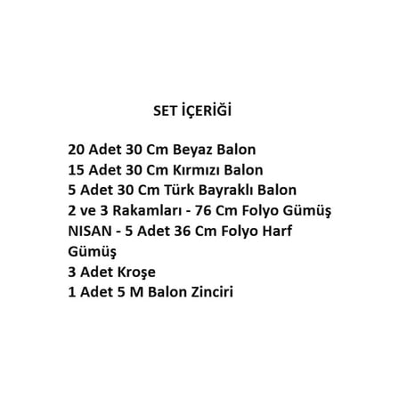 23 Nisan Çocuk Bayramı Temalı Gümüş Folyo Rakam ve Harf Kırmızı Beyaz Balonlar