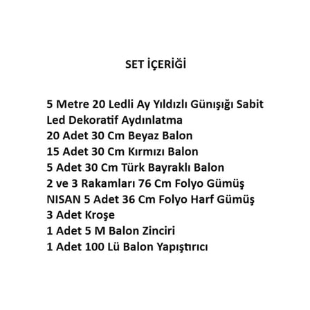 23 Nisan Çocuk Bayramı Temalı Ay-Yıldız Ledli Gümüş Folyo Rakam ve Harf Kırmızı Beyaz Balonlar