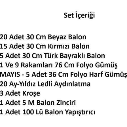 Ay-Yıldız Ledli 19 Mayıs Bayram Temalı Gümüş Folyo Rakam ve Harf Kırmızı Beyaz Ay Yıldız Balonlar