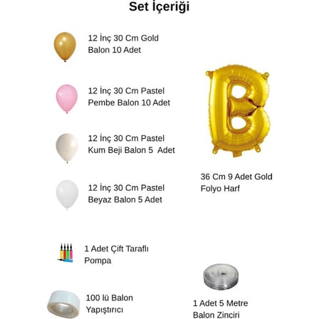 Bride To Be Tema Gold Folyo Harf Pembe Beyaz Gold Kum Beji Balonlu Pompa Hediyeli Süsleme