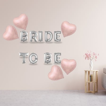 Pembe Folyo Kalp Gümüş Folyo Harfli Bride To Be Süsleme