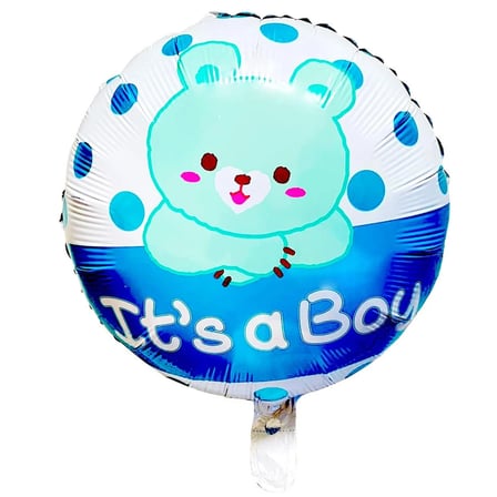 45 Cm Yuvarlak Ayıcık Mavi Folyo Balon