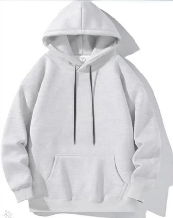 Erkek Gri Uzun Kol Kapşonlu Basic Sweatshirt Hoodie
