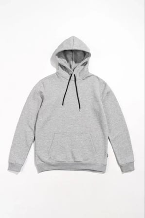 Erkek Gri Uzun Kol Kapşonlu Basic Sweatshirt Hoodie