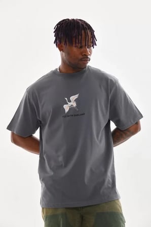 Füme Unisex Oversize Baskılı T-Shirt M Beden
