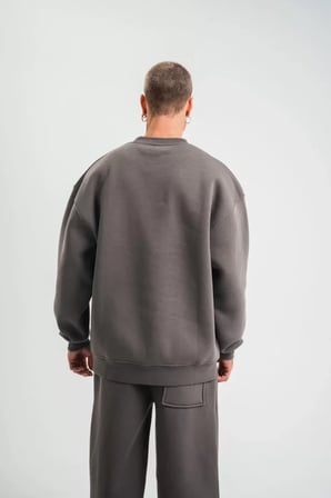Füme Uzun Kol Bisiklet Yaka Basic Sweatshirt