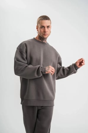 Füme Uzun Kol Bisiklet Yaka Basic Sweatshirt
