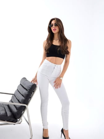 Beyaz 6489 Pantolon Aerobin Malzeme 28 Beden