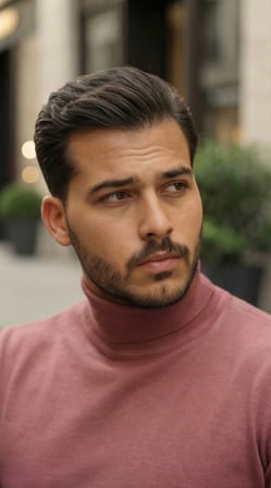 Erkek Uzun Kollu Boğazlı Yaka Triko - Gül Kurusu