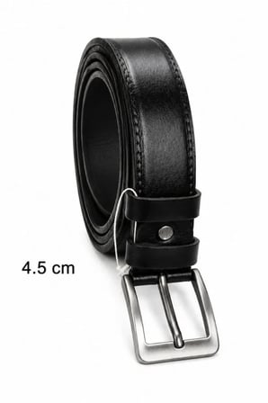Erkek Hakiki Deri Klasik ve Kot Pantolon Kemeri Metal Tokalı Siyah 4.5 Cm