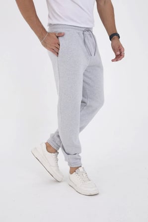 Gri Unisex Kışlık Eşofman Pantolon Üç İplik Lastikli