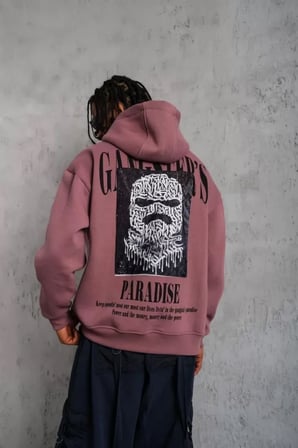 Erkek Gül Kurusu Paradise Baskılı Kapüşonlu Sweat