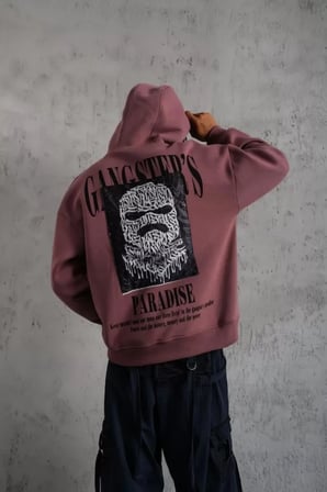 Erkek Gül Kurusu Paradise Baskılı Kapüşonlu Sweat