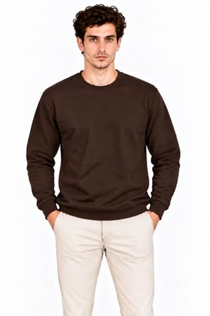 Erkek Regular Fit İçi Şardonlu 2 İplik Uzun Kollu Bisiklet Yaka Sweatshirt