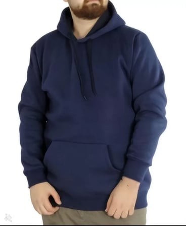 Erkek Lacivert Uzun Kol Kapşonlu Basic Sweatshirt Hoodie