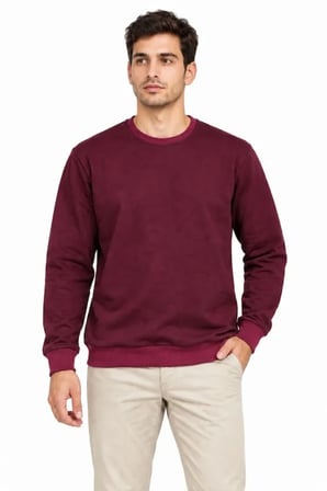 Erkek Bisiklet Yaka İçi Şardonlu 2 İplik Uzun Kollu Regular Fit Sweatshirt Bordo
