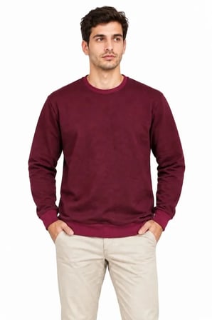 Erkek Bisiklet Yaka İçi Şardonlu 2 İplik Uzun Kollu Regular Fit Sweatshirt Bordo