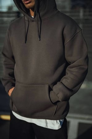 Antrasit Basic Kapşonlu Üç İplik Penye Sweatshirt