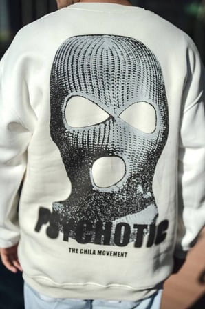 Beyaz Bisiklet Yaka Baskılı Kışlık Sweatshirt - M Beden
