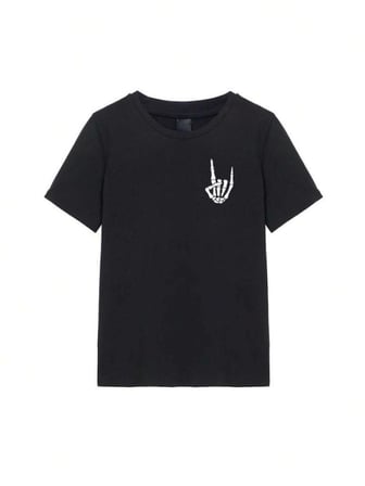Erkek Oversize Baskılı Siyah T-shirt - S Beden